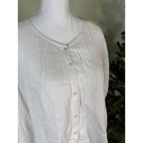 NWT! Dolma Elegant Layered Flowy White Button-Up Women's Blouse Size Medium - Picture 3 of 8